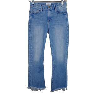 Frame Denim Le Crop Mini Boot Jean Shredded Raw Light Wash Women's Size 25